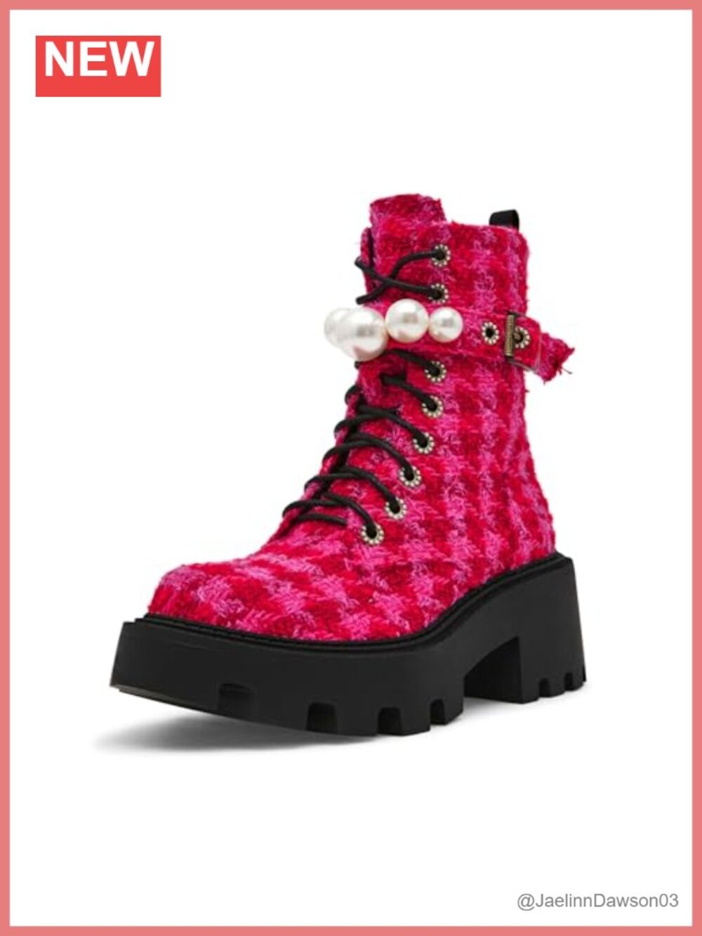 Betsey Johnson Pearl Detail Platform Combat Ankle Boot